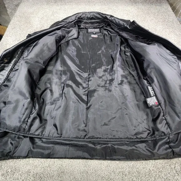 Wilsons Leather Jacket Mens Medium Black Thinsulate Button Coat‎ Blazer Lapel